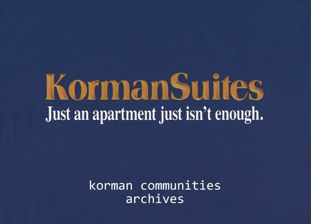 Historic image of Korman Communities' first look book on a blue background