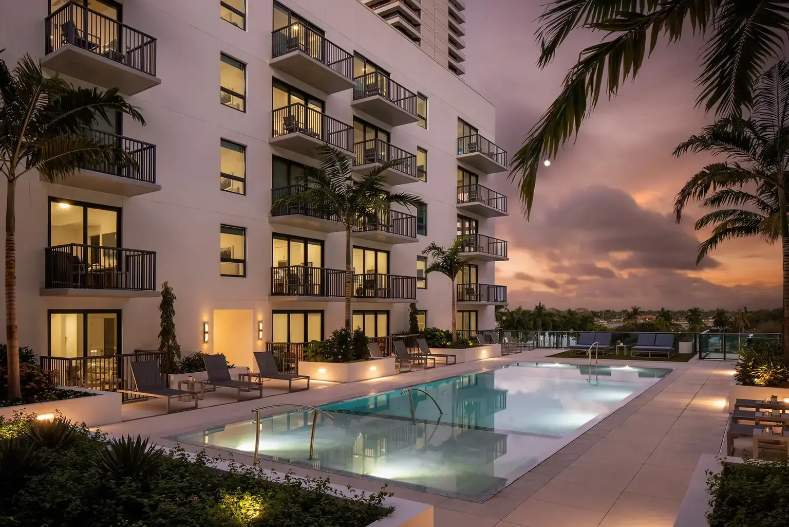 AKA West Palm pool at dusk