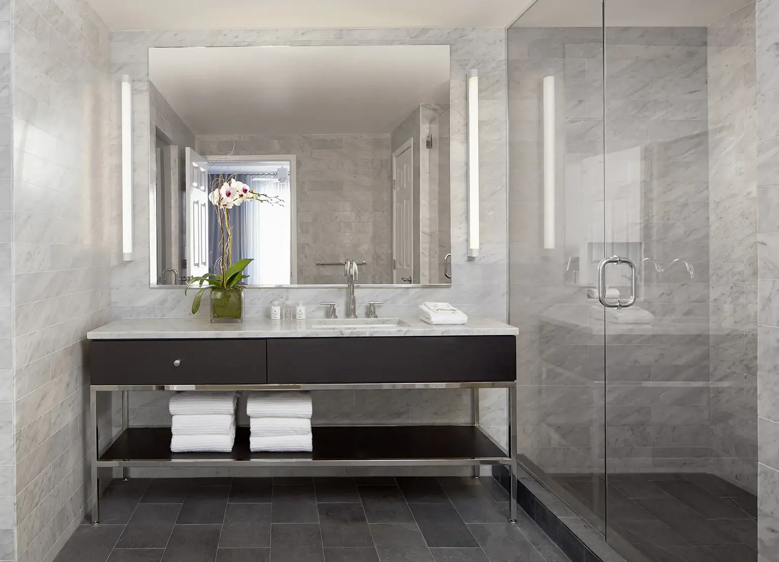 AKA Beverly Hills penthouse bathroom with marble sink