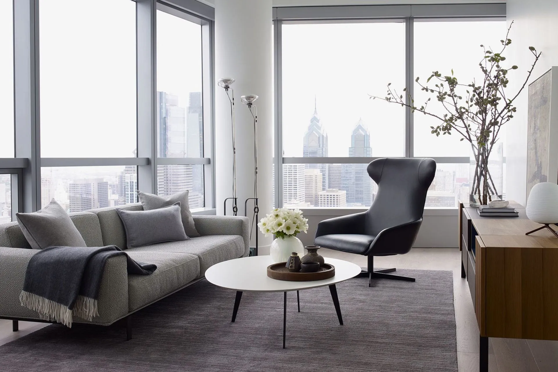 AKA University City Living Room with Panoramic view of Philadelphia skyline