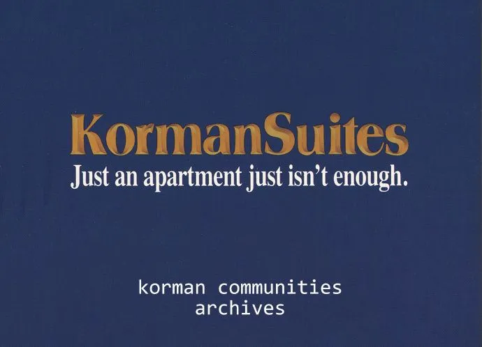 Historic image of Korman Communities' first look book on a blue background