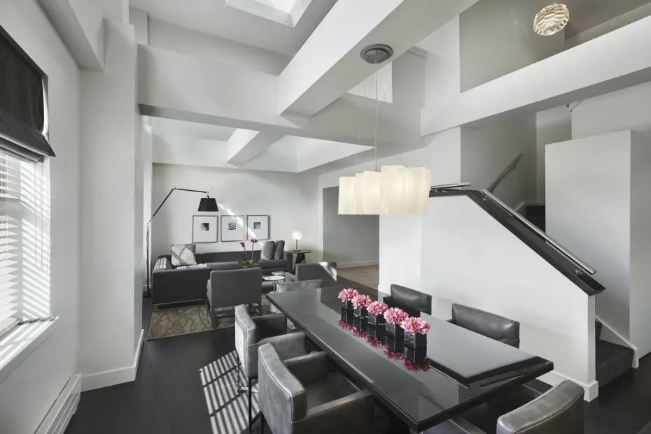 AVE Franklin Residences Penthouse Furnished Living Dining Room View with high end finishes